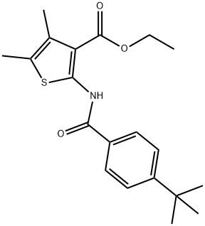 ethyl 2-(4-(tert-butyl)benzamido)-4,5-dimethylthiophene-3-carboxylate Struktur