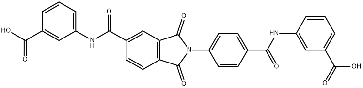 3-{[(4-{5-[(3-carboxyphenyl)carbamoyl]-1,3-dioxo-1,3-dihydro-2H-isoindol-2-yl}phenyl)carbonyl]amino}benzoic acid Struktur