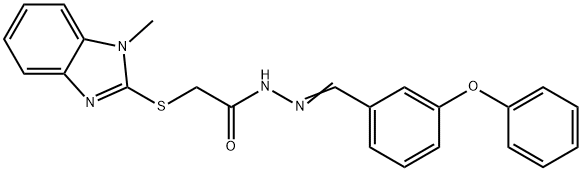 2-(1-methylbenzimidazol-2-yl)sulfanyl-N-[(E)-(3-phenoxyphenyl)methylideneamino]acetamide Struktur