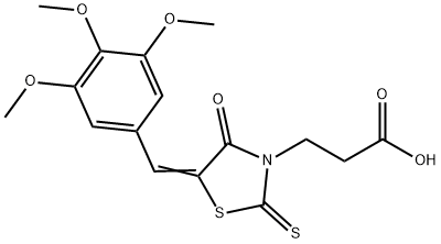 (E)-3-(4-oxo-2-thioxo-5-(3,4,5-trimethoxybenzylidene)thiazolidin-3-yl)propanoic acid Struktur