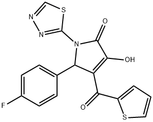 5-(4-fluorophenyl)-3-hydroxy-1-(1,3,4-thiadiazol-2-yl)-4-(thiophene-2-carbonyl)-1,5-dihydro-2H-pyrrol-2-one Struktur