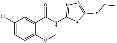 5-chloro-N-(5-(ethylthio)-1,3,4-thiadiazol-2-yl)-2-methoxybenzamide Struktur