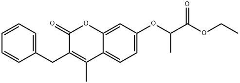 ethyl 2-(3-benzyl-4-methyl-2-oxochromen-7-yl)oxypropanoate Struktur