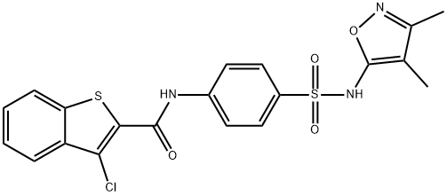 3-chloro-N-(4-(N-(3,4-dimethylisoxazol-5-yl)sulfamoyl)phenyl)benzo[b]thiophene-2-carboxamide Struktur