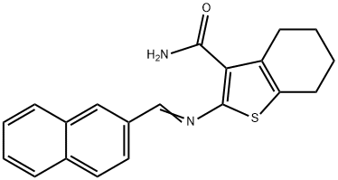 2-[(2-naphthylmethylene)amino]-4,5,6,7-tetrahydro-1-benzothiophene-3-carboxamide Struktur