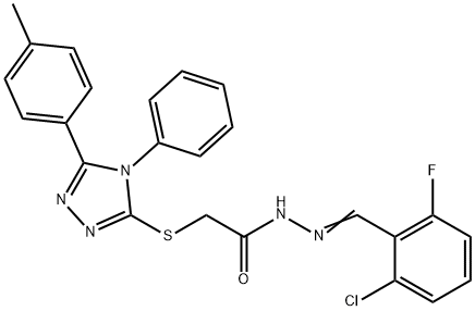 N-[(E)-(2-chloro-6-fluorophenyl)methylideneamino]-2-[[5-(4-methylphenyl)-4-phenyl-1,2,4-triazol-3-yl]sulfanyl]acetamide Struktur