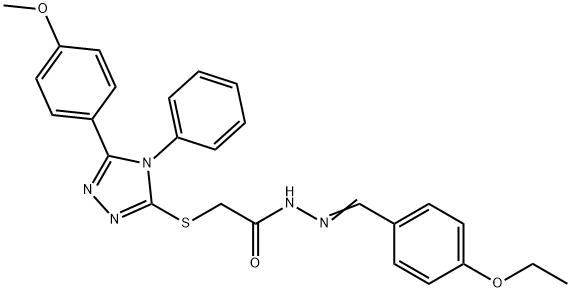 N-[(E)-(4-ethoxyphenyl)methylideneamino]-2-[[5-(4-methoxyphenyl)-4-phenyl-1,2,4-triazol-3-yl]sulfanyl]acetamide Struktur