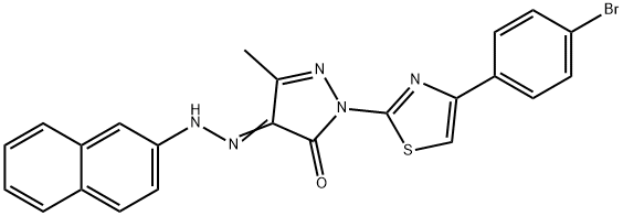 2-[4-(4-bromophenyl)-1,3-thiazol-2-yl]-5-methyl-4-(2-naphthylhydrazono)-2,4-dihydro-3H-pyrazol-3-one Struktur