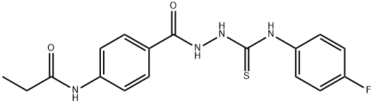 N-{4-[(2-{[(4-fluorophenyl)amino]carbonothioyl}hydrazino)carbonyl]phenyl}propanamide Struktur