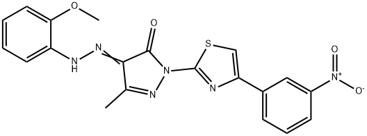 4-[(2-methoxyphenyl)hydrazono]-5-methyl-2-[4-(3-nitrophenyl)-1,3-thiazol-2-yl]-2,4-dihydro-3H-pyrazol-3-one Struktur