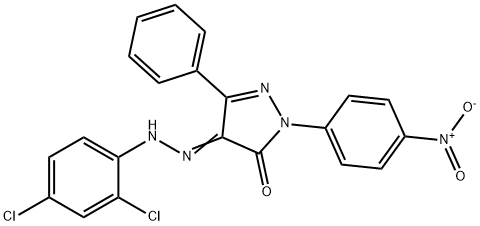 4-[(2,4-dichlorophenyl)hydrazono]-2-(4-nitrophenyl)-5-phenyl-2,4-dihydro-3H-pyrazol-3-one Struktur