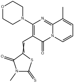 (Z)-3-methyl-5-((9-methyl-2-morpholino-4-oxo-4H-pyrido[1,2-a]pyrimidin-3-yl)methylene)-2-thioxothiazolidin-4-one Struktur