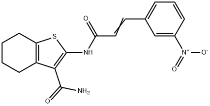 2-{[3-(3-nitrophenyl)acryloyl]amino}-4,5,6,7-tetrahydro-1-benzothiophene-3-carboxamide Struktur