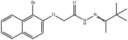 2-[(1-bromo-2-naphthyl)oxy]-N'-(1,2,2-trimethylpropylidene)acetohydrazide Struktur