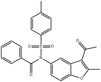 N-(3-acetyl-2-methylbenzofuran-5-yl)-N-tosylbenzamide Struktur