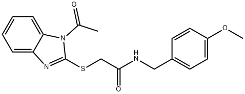 2-[(1-acetyl-1H-benzimidazol-2-yl)sulfanyl]-N-(4-methoxybenzyl)acetamide Struktur