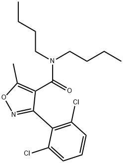 N,N-dibutyl-3-(2,6-dichlorophenyl)-5-methyl-1,2-oxazole-4-carboxamide Struktur