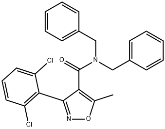 N,N-dibenzyl-3-(2,6-dichlorophenyl)-5-methyl-1,2-oxazole-4-carboxamide Struktur