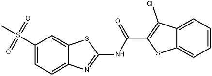 3-chloro-N-(6-methylsulfonyl-1,3-benzothiazol-2-yl)-1-benzothiophene-2-carboxamide Struktur