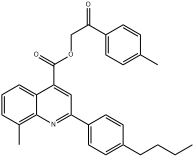 2-(4-methylphenyl)-2-oxoethyl 2-(4-butylphenyl)-8-methylquinoline-4-carboxylate Struktur