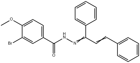 3-bromo-N'-(1,3-diphenyl-2-propen-1-ylidene)-4-methoxybenzohydrazide Struktur