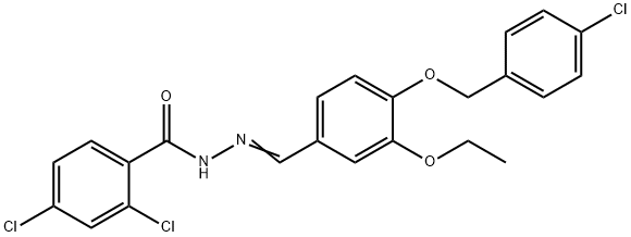 2,4-dichloro-N'-[(E)-{4-[(4-chlorobenzyl)oxy]-3-ethoxyphenyl}methylidene]benzohydrazide Struktur