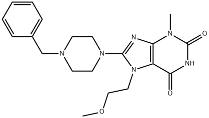 8-(4-benzylpiperazin-1-yl)-7-(2-methoxyethyl)-3-methyl-3,7-dihydro-1H-purine-2,6-dione Struktur