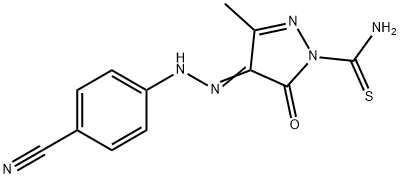 4-[(4-cyanophenyl)hydrazono]-3-methyl-5-oxo-4,5-dihydro-1H-pyrazole-1-carbothioamide Struktur