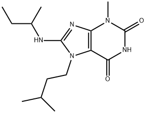 8-(sec-butylamino)-7-isopentyl-3-methyl-3,7-dihydro-1H-purine-2,6-dione Struktur