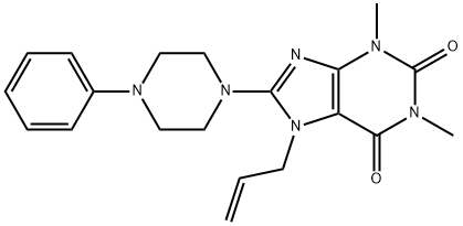 7-allyl-1,3-dimethyl-8-(4-phenylpiperazin-1-yl)-3,7-dihydro-1H-purine-2,6-dione Struktur