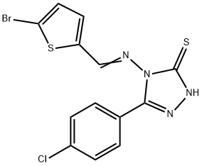 4-[(E)-(5-bromothiophen-2-yl)methylideneamino]-3-(4-chlorophenyl)-1H-1,2,4-triazole-5-thione Struktur