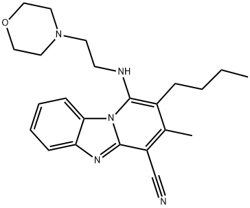 2-butyl-3-methyl-1-((2-morpholinoethyl)amino)benzo[4,5]imidazo[1,2-a]pyridine-4-carbonitrile Struktur