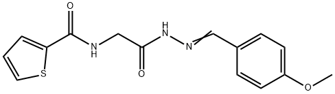 (E)-N-(2-(2-(4-methoxybenzylidene)hydrazinyl)-2-oxoethyl)thiophene-2-carboxamide Struktur