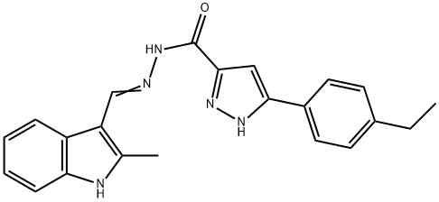 (E)-3-(4-ethylphenyl)-N-((2-methyl-1H-indol-3-yl)methylene)-1H-pyrazole-5-carbohydrazide Struktur