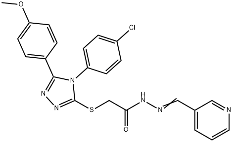 2-[[4-(4-chlorophenyl)-5-(4-methoxyphenyl)-1,2,4-triazol-3-yl]sulfanyl]-N-[(E)-pyridin-3-ylmethylideneamino]acetamide Struktur