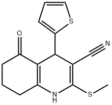 2-(methylthio)-5-oxo-4-(thiophen-2-yl)-1,4,5,6,7,8-hexahydroquinoline-3-carbonitrile Struktur