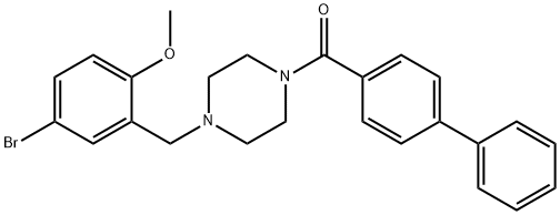 biphenyl-4-yl[4-(5-bromo-2-methoxybenzyl)piperazin-1-yl]methanone Struktur