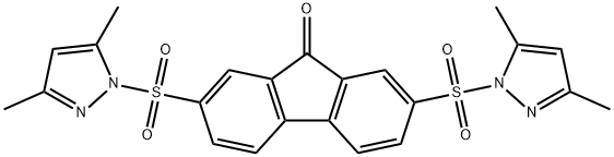 2,7-bis((3,5-dimethyl-1H-pyrazol-1-yl)sulfonyl)-9H-fluoren-9-one Struktur