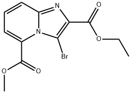 3-Bromo-imidazo[1,2-a]pyridine-2,5-dicarboxylic acid 2-ethyl ester 5-methyl ester Struktur