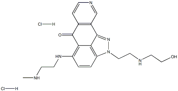 Indazolo(4,3-gh)isoquinolin-6(2H)-one, 2-(2-((2-hydroxyethyl)amino)ethyl)-5-((2-(methylamino)ethyl)amino)-, dihydrochloride Struktur