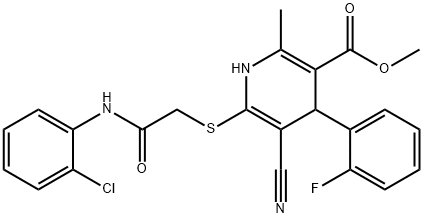 methyl 6-((2-((2-chlorophenyl)amino)-2-oxoethyl)thio)-5-cyano-4-(2-fluorophenyl)-2-methyl-1,4-dihydropyridine-3-carboxylate Struktur