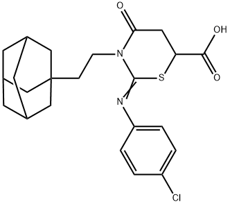 3-(2-Adamantan-1-yl-ethyl)-2-(4-chloro-phenylimino)-4-oxo-[1,3]thiazinane-6-carboxylic acid Struktur