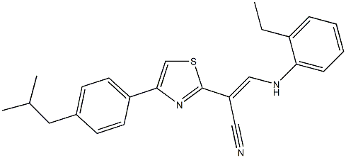 (E)-3-((2-ethylphenyl)amino)-2-(4-(4-isobutylphenyl)thiazol-2-yl)acrylonitrile Struktur