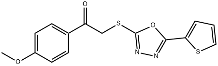 1-(4-methoxyphenyl)-2-{[5-(2-thienyl)-1,3,4-oxadiazol-2-yl]sulfanyl}ethanone Struktur