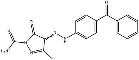 4-[(4-benzoylphenyl)hydrazono]-3-methyl-5-oxo-4,5-dihydro-1H-pyrazole-1-carbothioamide Struktur