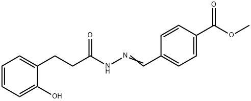 4-{[3-(2-Hydroxy-phenyl)-propionyl]-hydrazonomethyl}-benzoic acid methyl ester Struktur