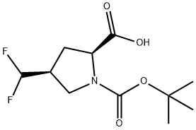 (4S)-1-(tert-butoxycarbonyl)-4-(difluoromethyl)pyrrolidine-2-carboxylic acid Struktur