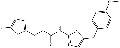 N-(5-(4-methoxybenzyl)thiazol-2-yl)-3-(5-methylfuran-2-yl)propanamide Struktur