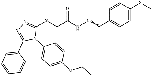 2-[[4-(4-ethoxyphenyl)-5-phenyl-1,2,4-triazol-3-yl]sulfanyl]-N-[(E)-(4-methylsulfanylphenyl)methylideneamino]acetamide Struktur