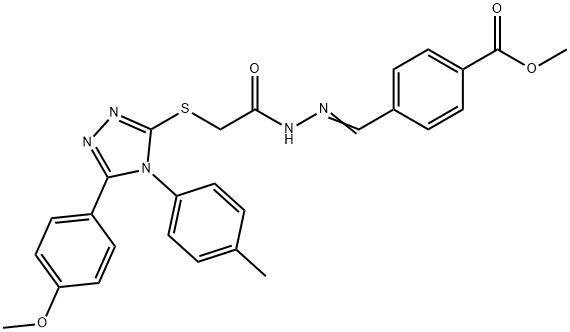 methyl 4-[(E)-[[2-[[5-(4-methoxyphenyl)-4-(4-methylphenyl)-1,2,4-triazol-3-yl]sulfanyl]acetyl]hydrazinylidene]methyl]benzoate Struktur